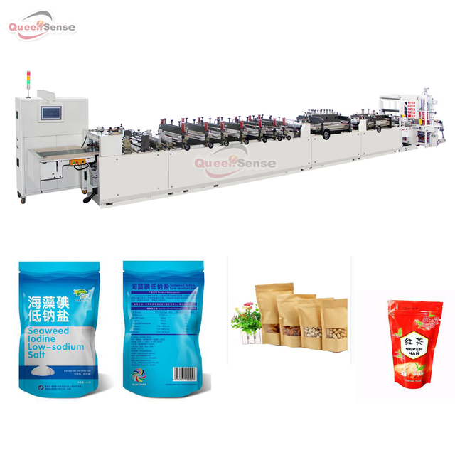 Three servo Bag Making Machine Three-side sealing & zipper Standing & Self-in Gusset Standing Bag